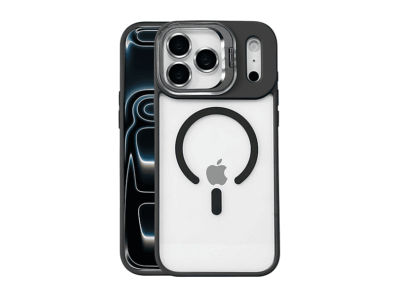 NEWFACE iPhone 17 Pro Uyumlu Remim Lensli Magsafe Standlı Kapak Telefon Kılıfı Siyah