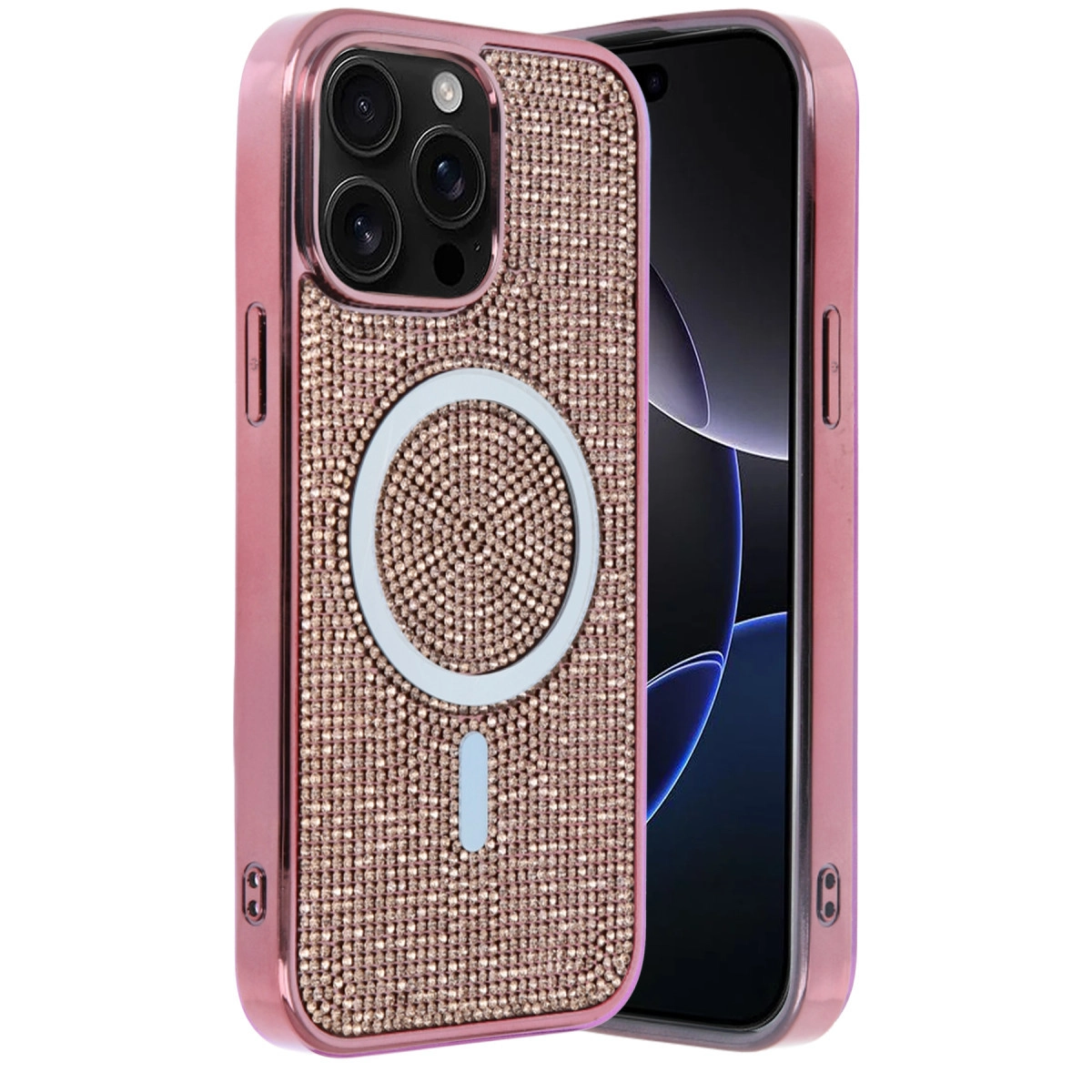 NEWFACE iPhone 15 Pro Max Uyumlu Helen Magsafe Kapak Telefon Kılıfı Pembe