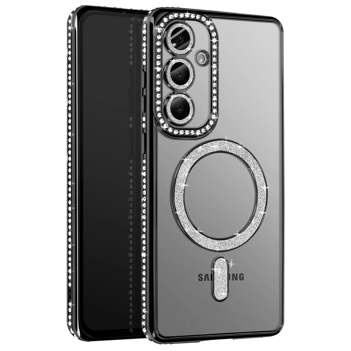 NEWFACE Samsung Galaxy A57 5G Uyumlu Joke Simli Magneticsafe Telefon Kılıfı Siyah