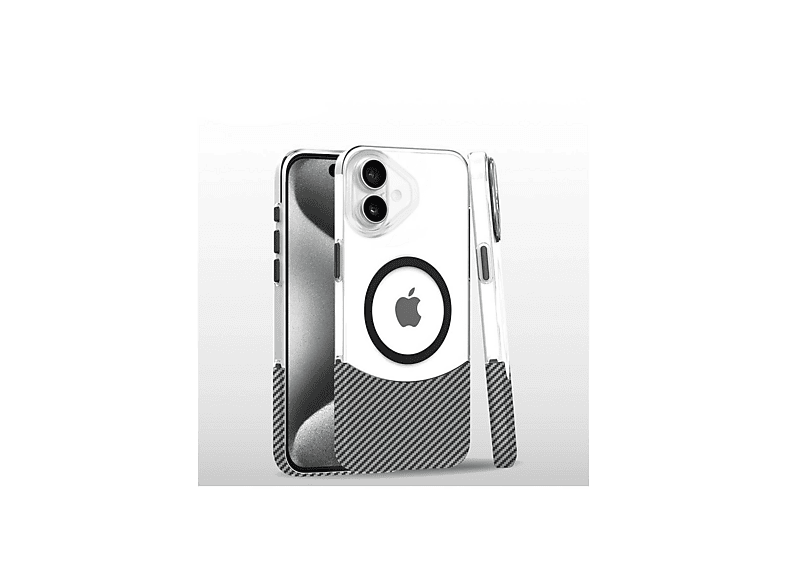 NEWFACE iPhone 16 Plus Uyumlu Carbon Puzzle Magsafe Kapak Telefon Kılıfı Beyaz