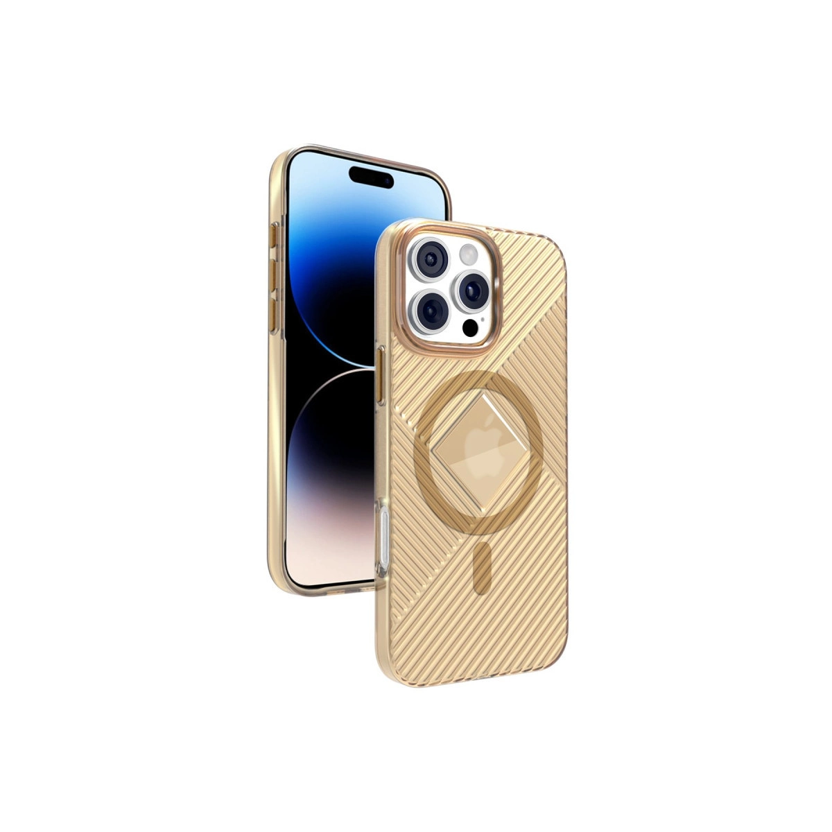 NEWFACE iPhone 16 Pro Max Uyumlu Stella Pc Sert Magsafe Telefon Kılıfı Gold