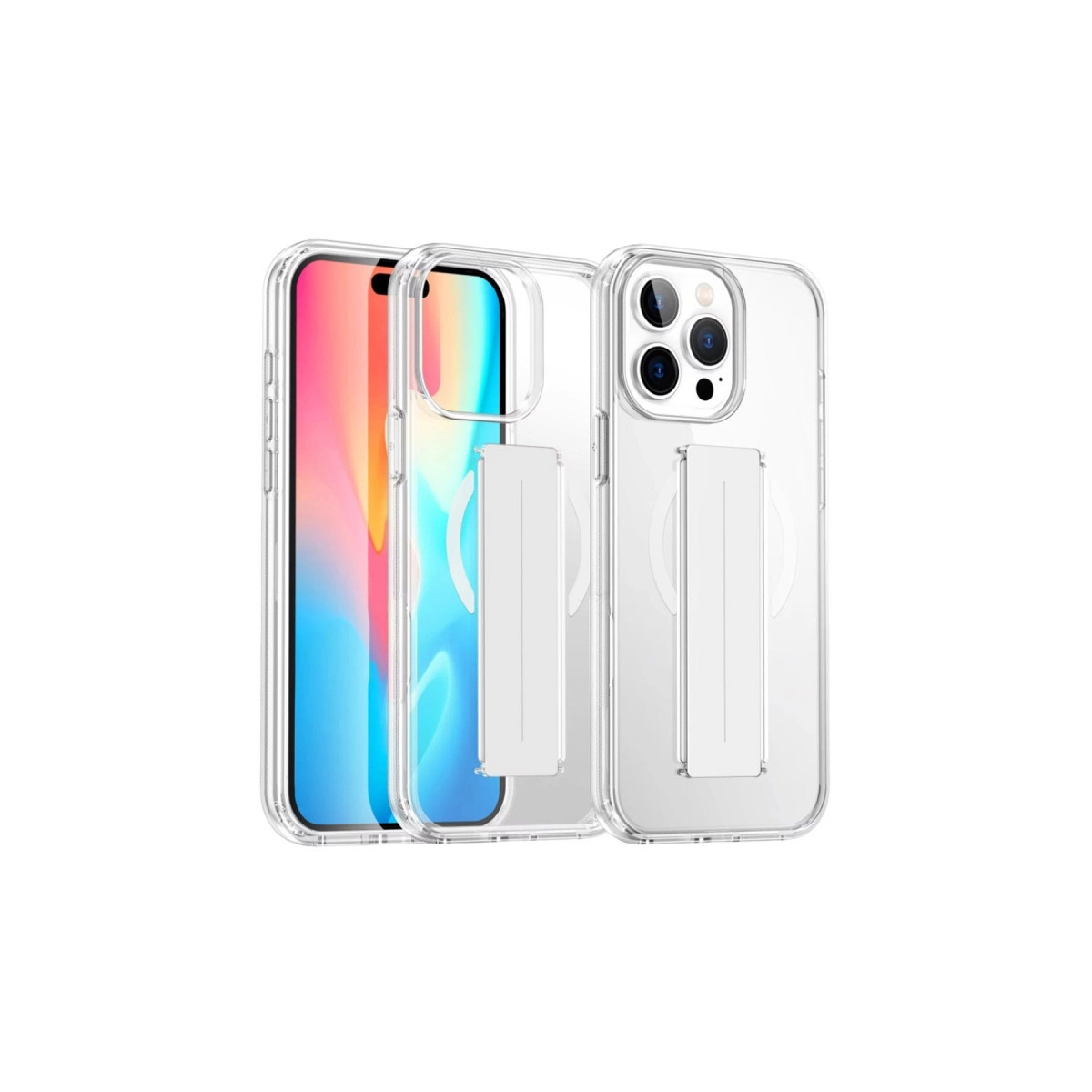 NEWFACE iPhone 14 Pro Max Uyumlu Alfa Magsafe Standlı Kapak Telefon Kılıfı Şeffaf