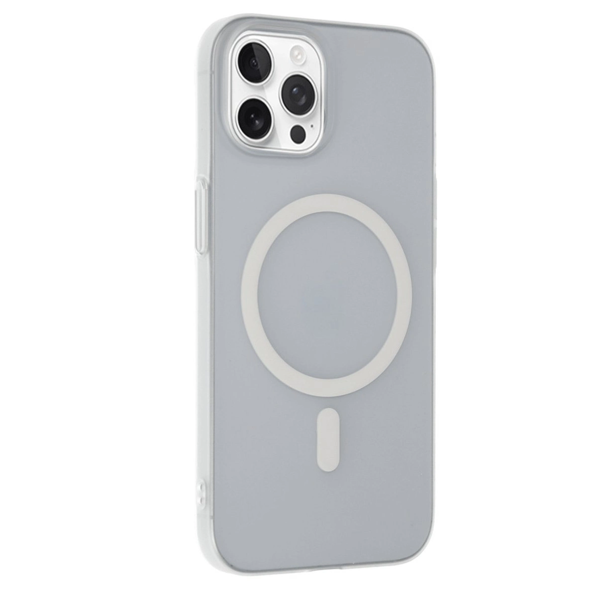 MagSafe halkalı gri telefon kılıfı ve kamera açıklığı.