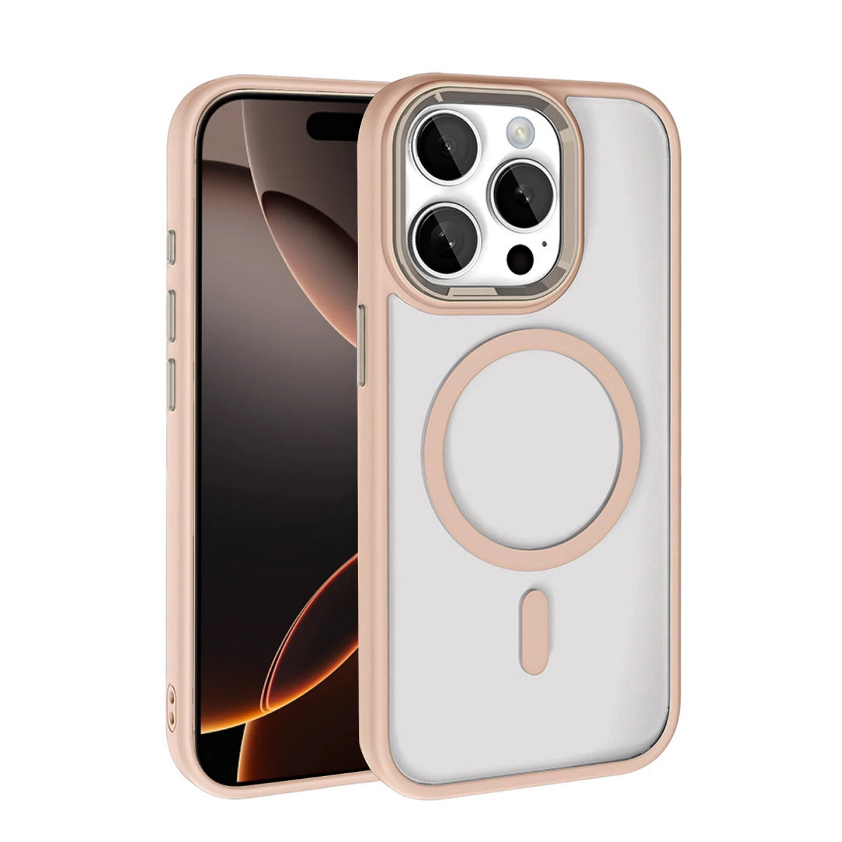 NEWFACE iPhone 15 Pro Max Uyumlu Terea Magsafe Kapak Telefon Kılıfı Gold