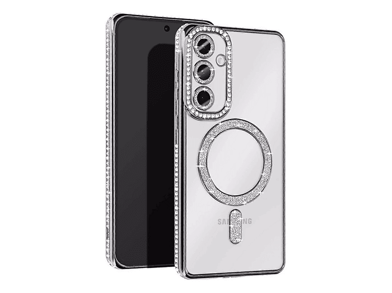 NEWFACE Samsung Galaxy S25 Edge Uyumlu Joke Simli Magneticsafe Telefon Kılıfı Gümüş