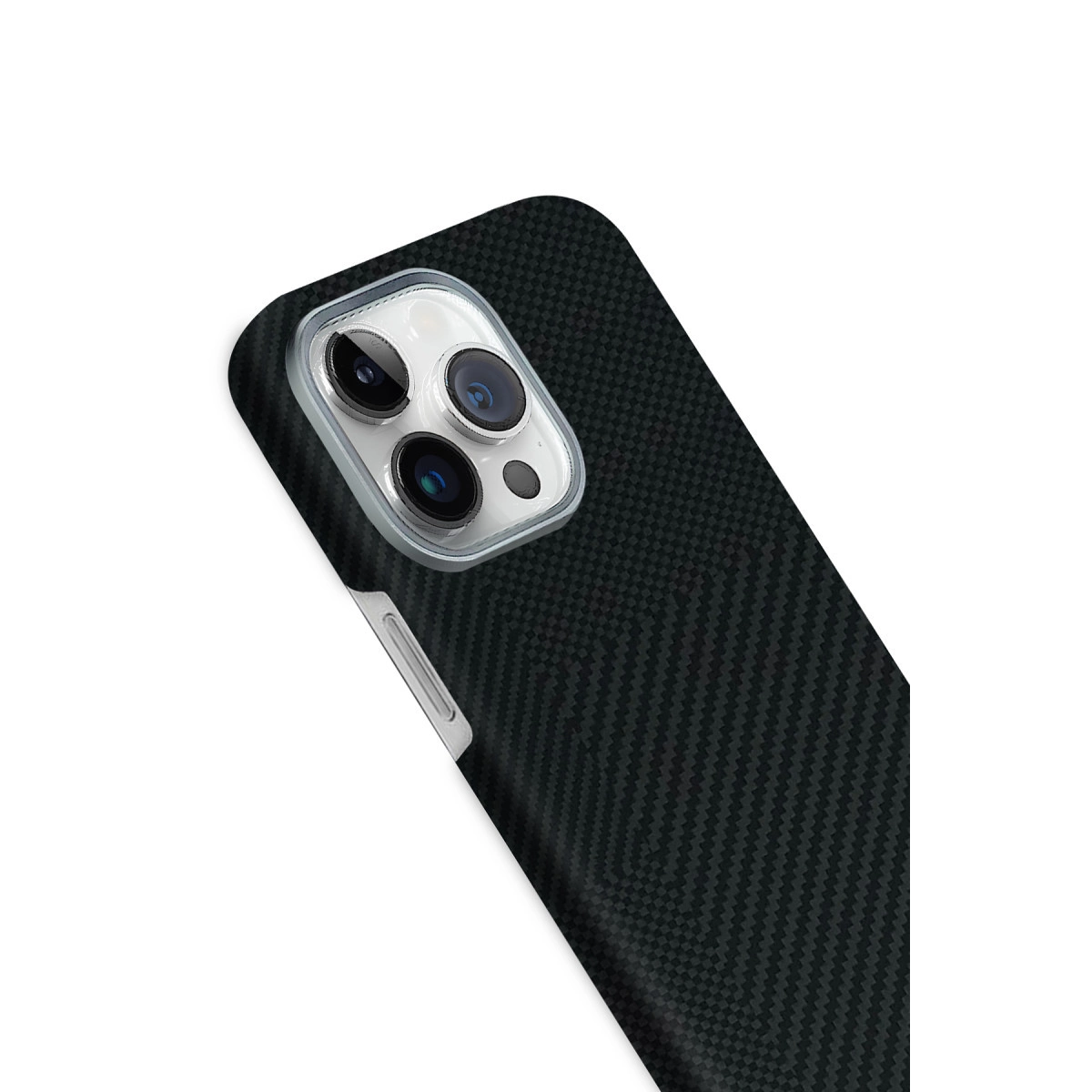 Karbon fiber desenli siyah telefon kılıfı, kamera kesimli.