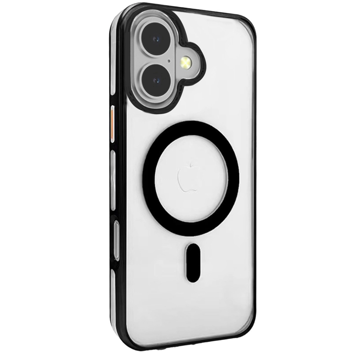 Siyah kenarlı ve kamera kesimli şeffaf telefon kılıfı.