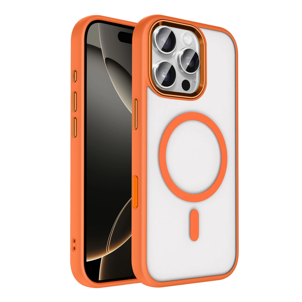 NEWFACE iPhone 16 Pro Max Uyumlu Terea Magsafe Kapak Telefon Kılıfı Turuncu