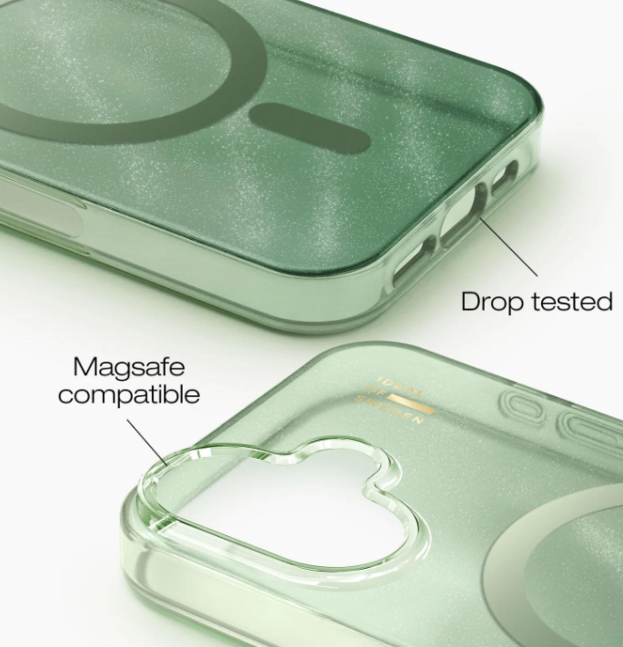 Grünes Handyhülle mit MagSafe-Kompatibilität und Fallschutz.