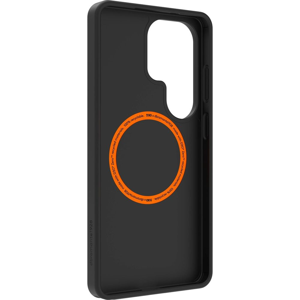 Schwarze Handyhülle mit Kreisaufdruck, 100 % recycelbar.