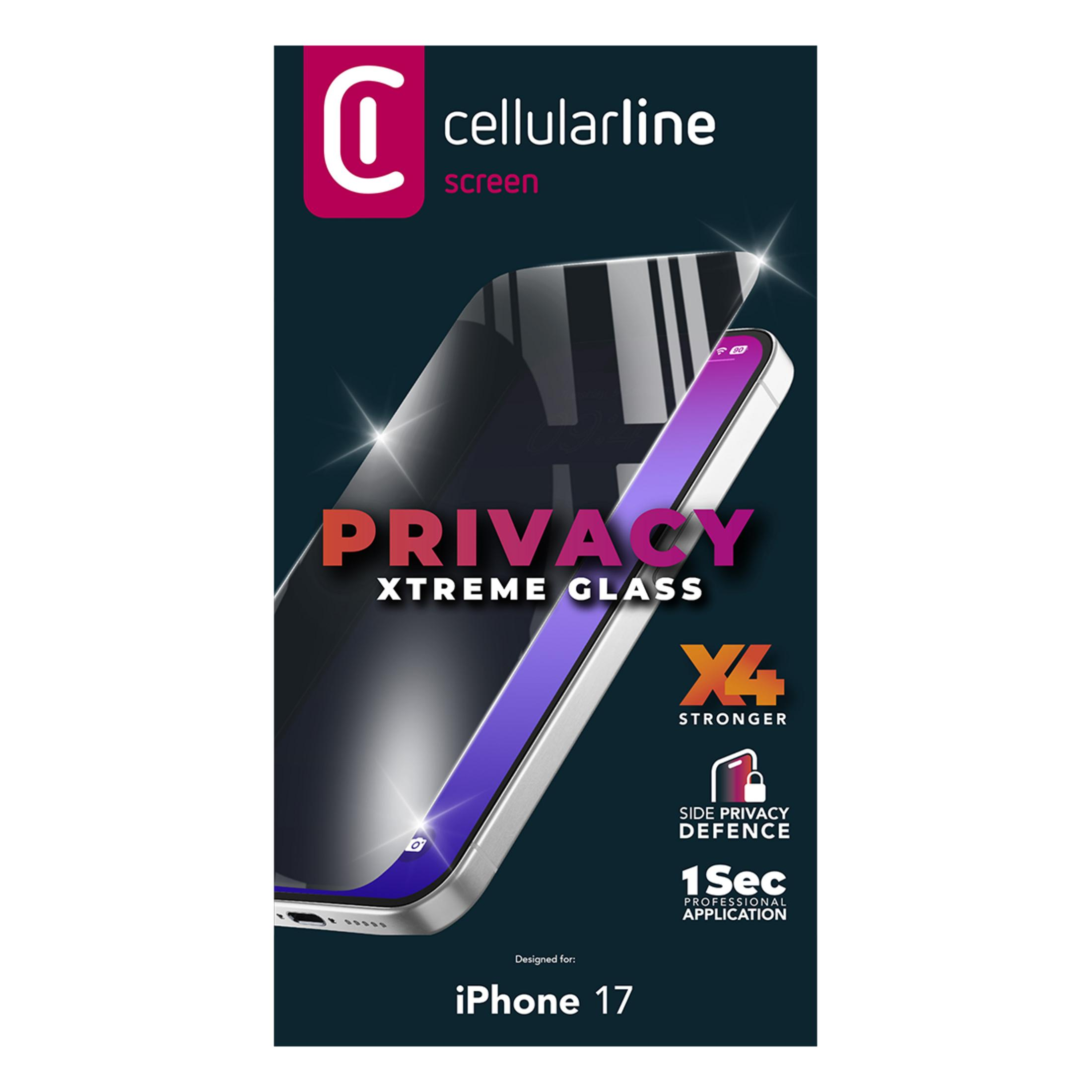 Protecteur d'écran Cellularline PRIVACY XTREME GLASS pour iPhone 17.