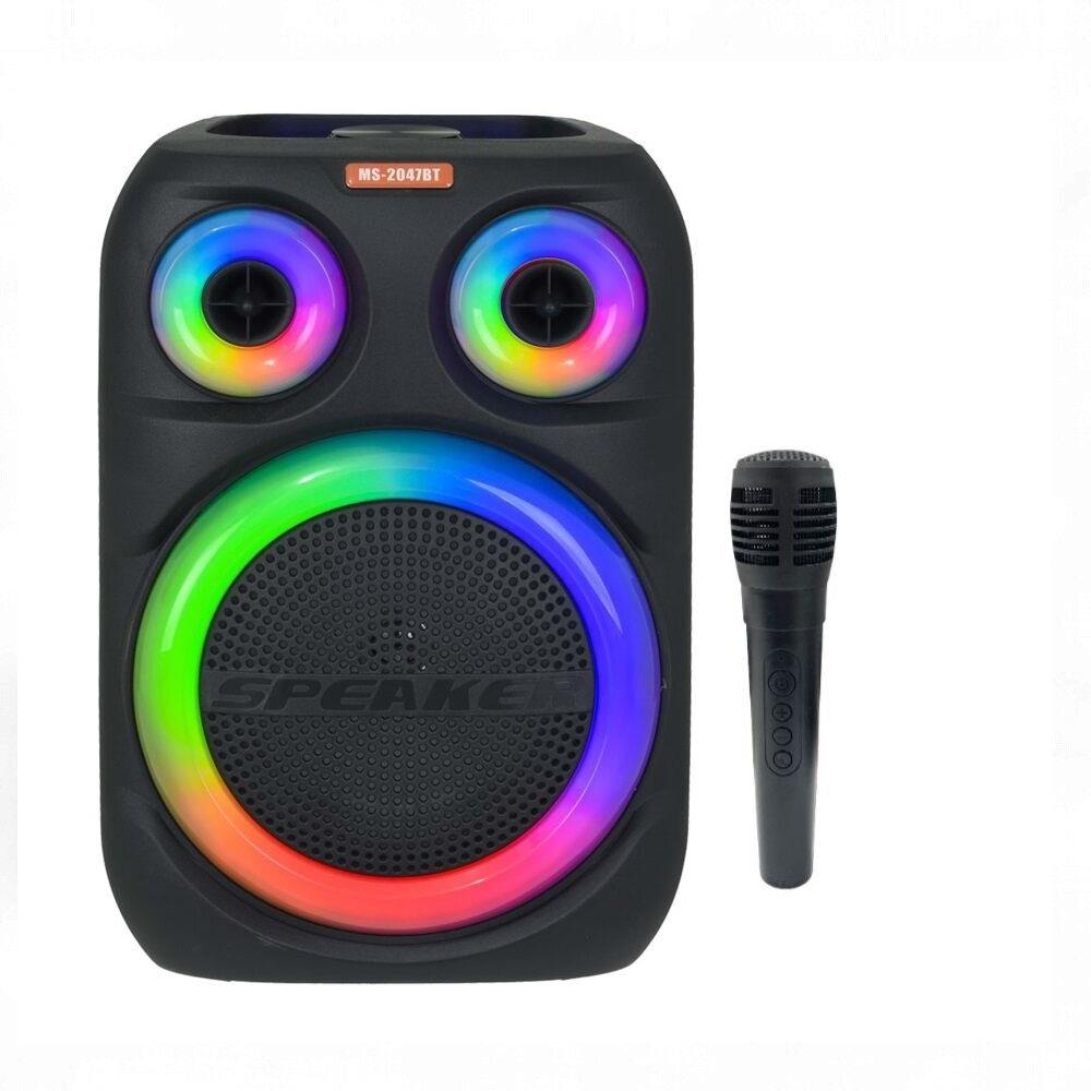 ROSE Rose SP-322 Şarjlı Mikrofonlu Bluetooth RGB Işıklı Taşınabilir Hoparlör Rgb işıklı taşınabilir hoparlör Siyah