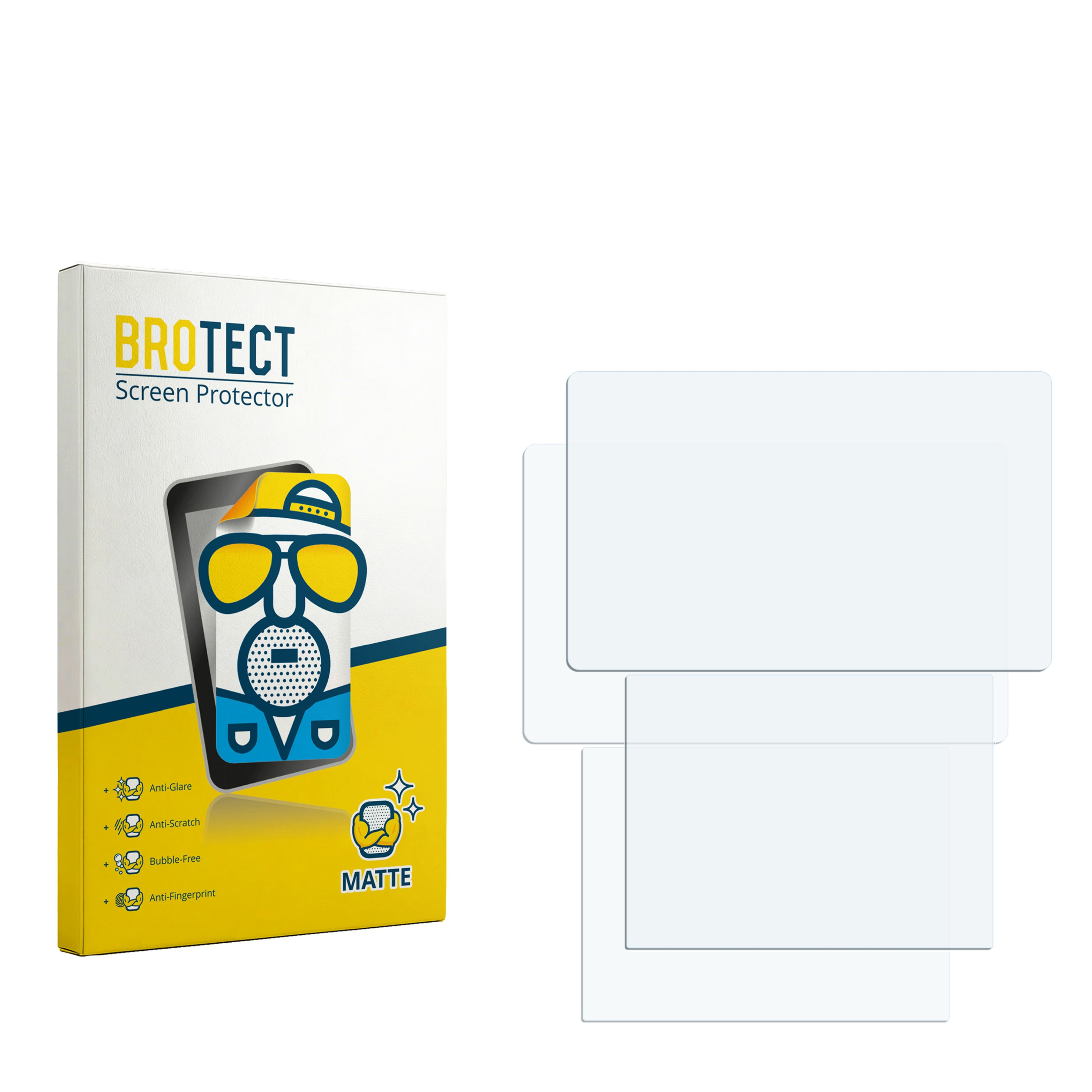 Verpackung für BROTECT Displayschutzfolie, 3 Folien nebeneinander.