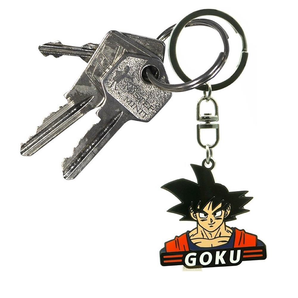 Llavero con un amuleto de Goku y tres llaves.