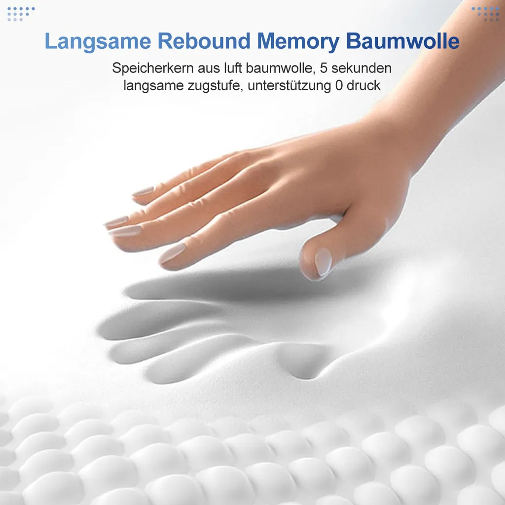 Eine Hand drückt in weißen Schaumstoff, der sich langsam zurückbildet.