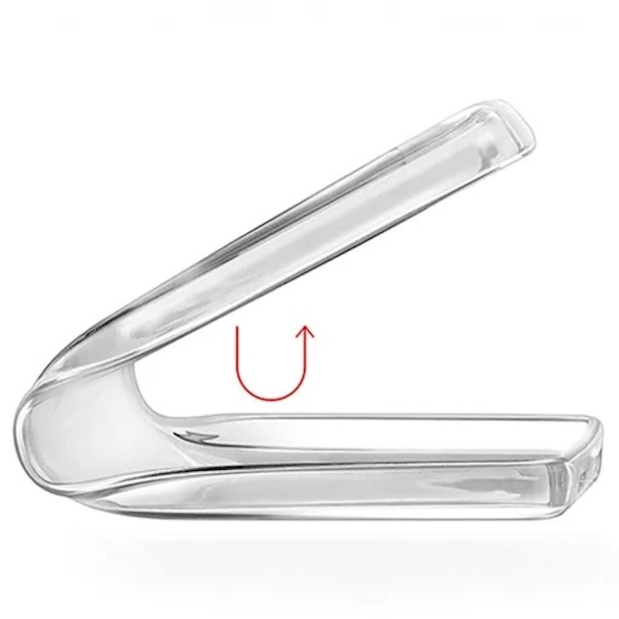 Ein transparenter Handyhülle, die sich biegt.