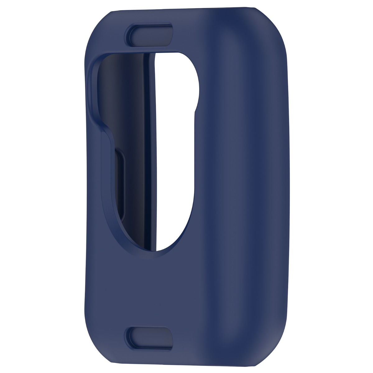 Custodia blu scuro per dispositivo rettangolare con bordi arrotondati.