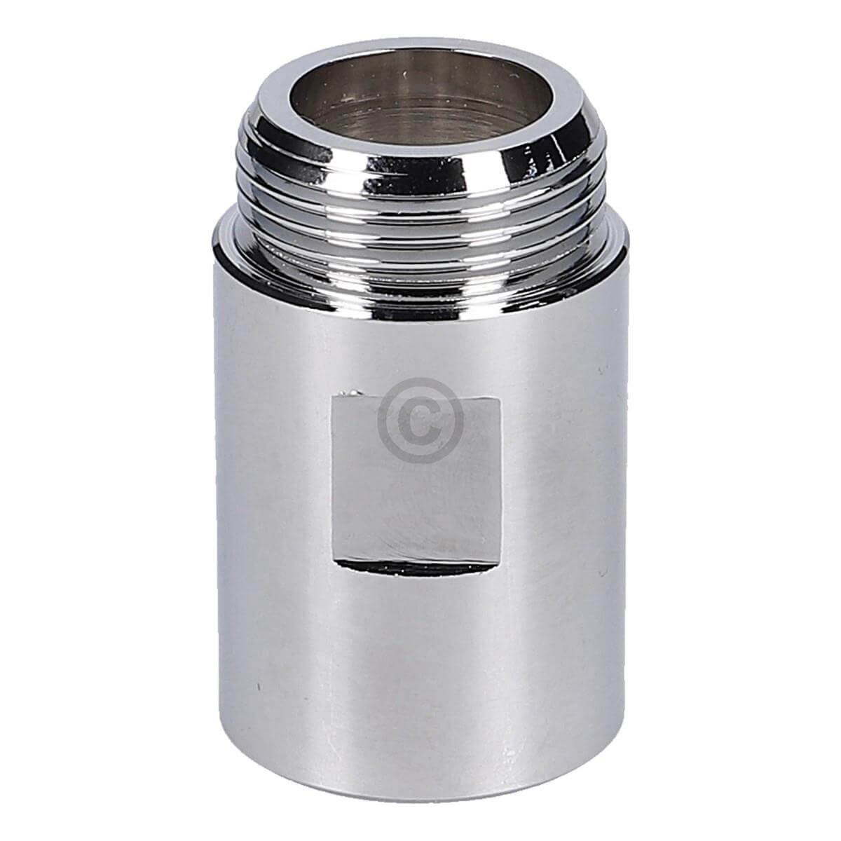 Metalladapter mit Außengewinde und einem quadratischen Ausschnitt mit einem C-Logo.