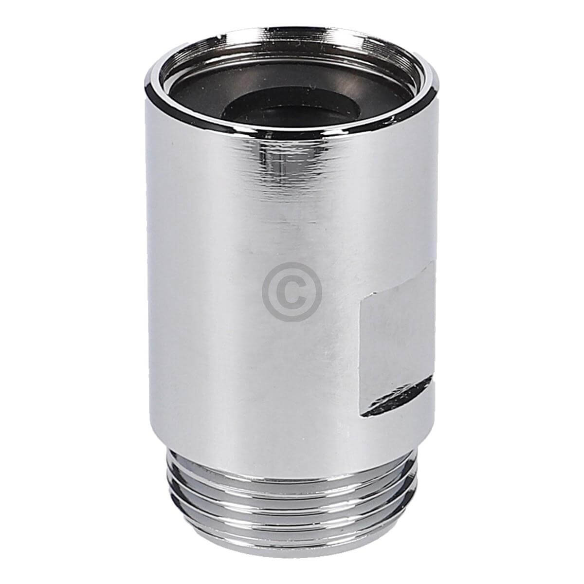 Ein metallischer Adapter mit Gewinde an einem Ende und einer offenen Nut am anderen.
