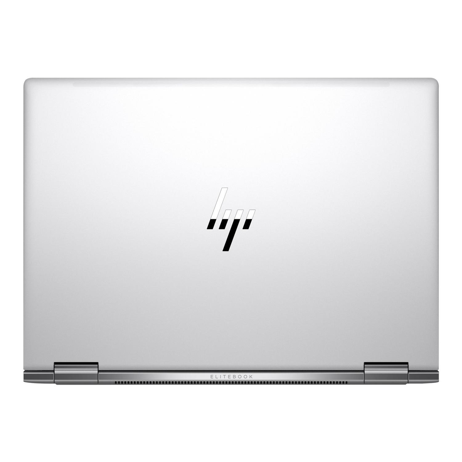 Geschlossener silberner HP EliteBook Laptop mit Logo auf der Oberseite.
