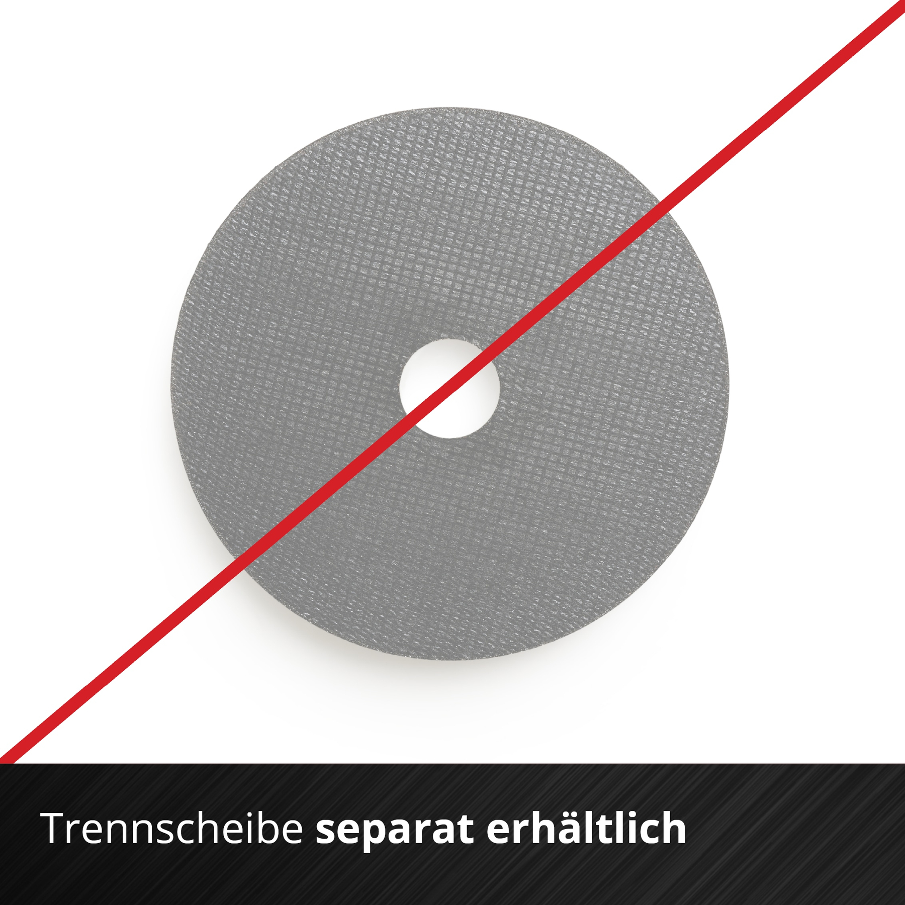 Szara tarcza tnąca z czerwoną przekątną i tekstem poniżej.