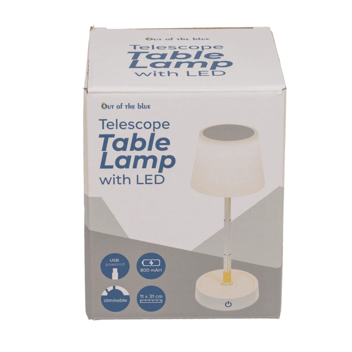 Box of a telescope table lamp with LED, USB powered, 800 mAh.