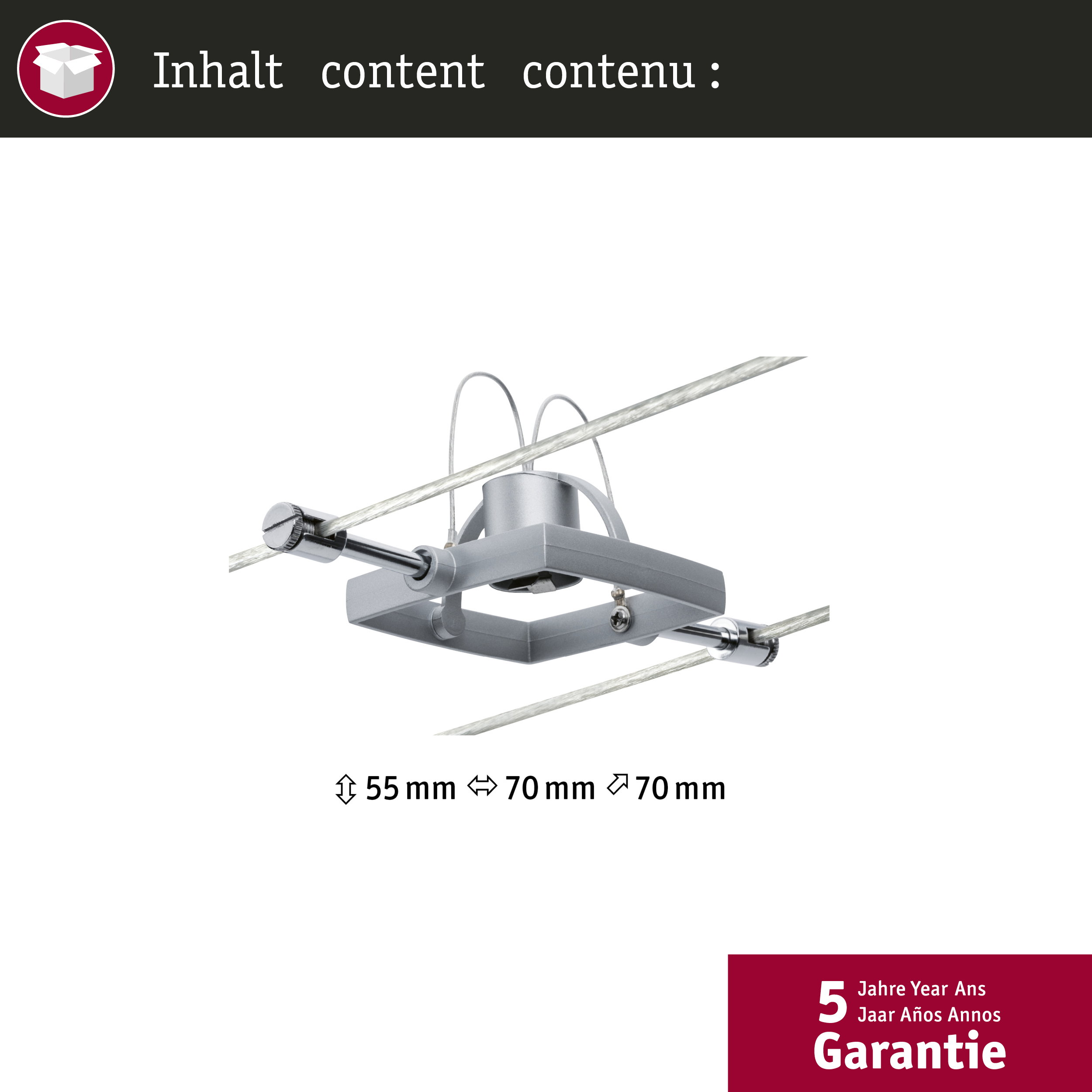 Srebrny wspornik z linami, wymiary 55 mm, 70 mm, 70 mm. 5 lat gwarancji.