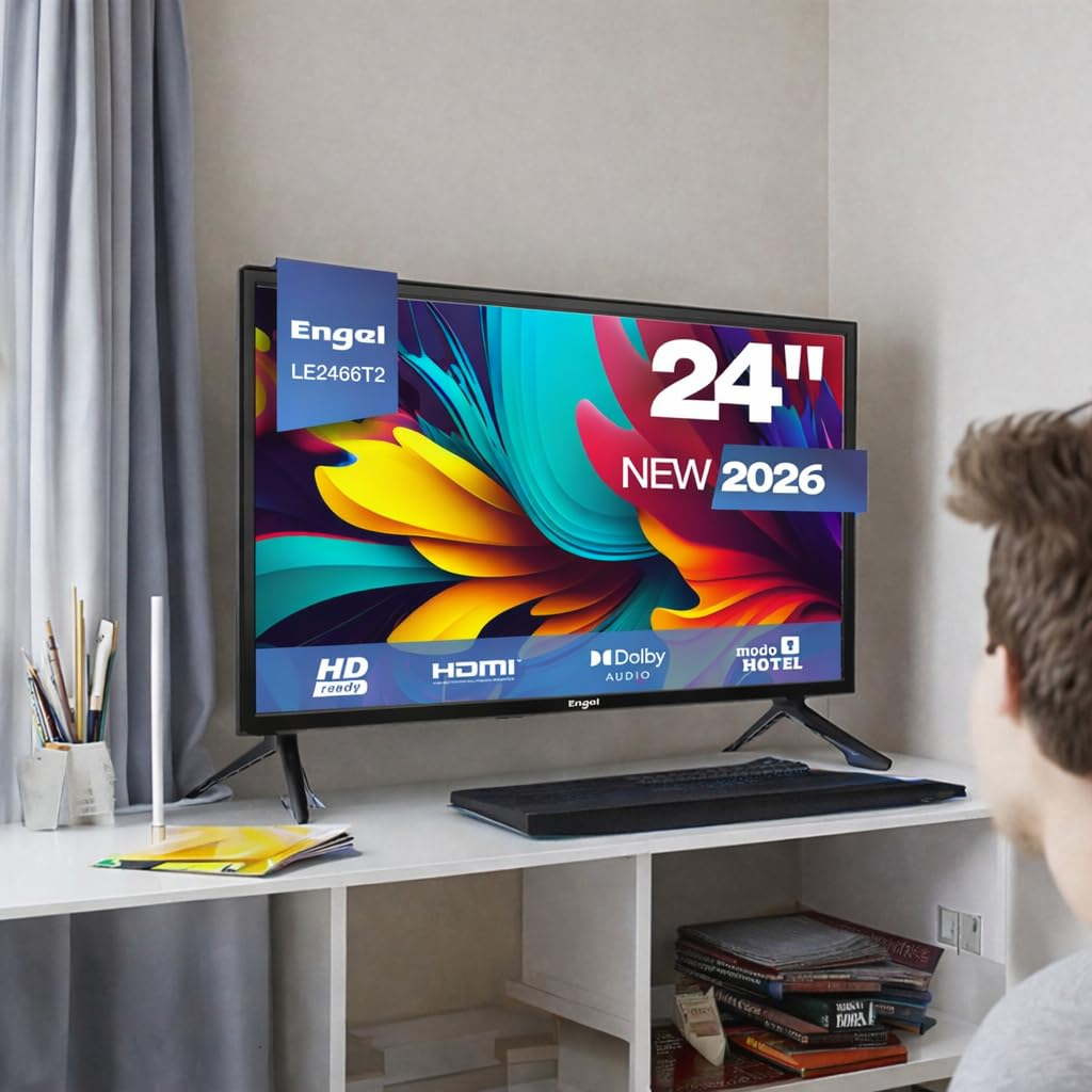 Telewizor 24-calowy z kolorowym ekranem pokazuje model LE2466T2.
