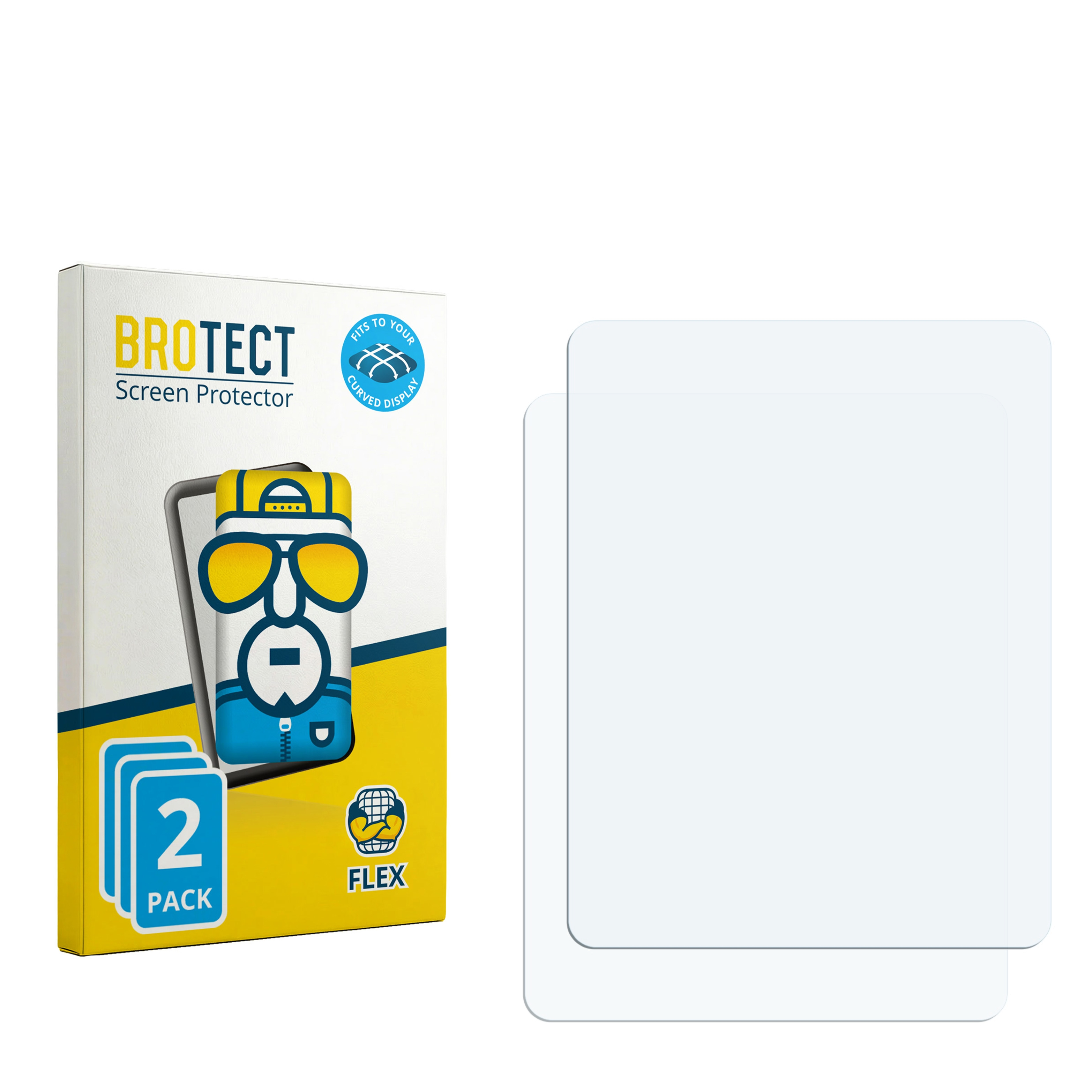 BROTECT Displayschutzfolie 2er Pack mit Comic-Figur und zwei Schutzfolien.