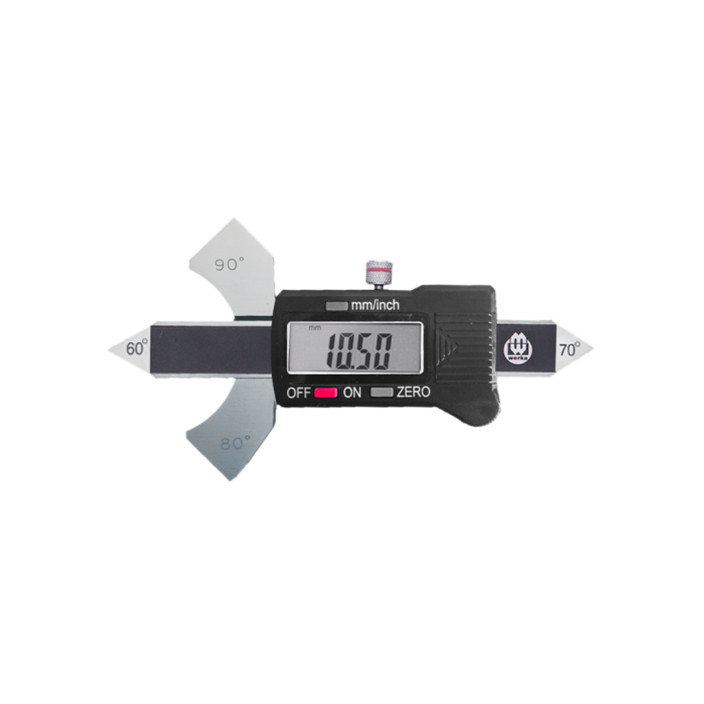 60°, 70°, 80°, 90° açılı dijital kaliper ve 10,50 mm gösterge.