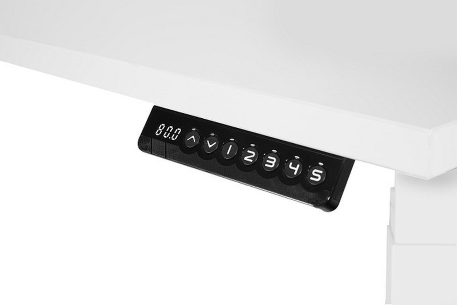 Czarny panel sterowania z cyfrowym wyświetlaczem pokazuje 80.0, z przyciskami strzałek i cyfr.