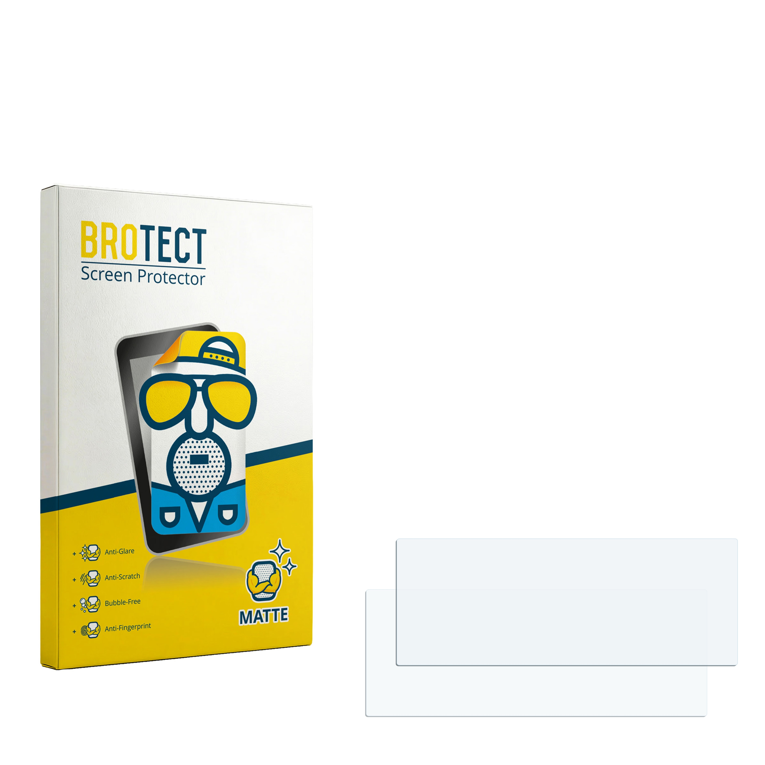 BROTECT Matte Displayschutzfolie Verpackung mit zwei Schutzfolien daneben.
