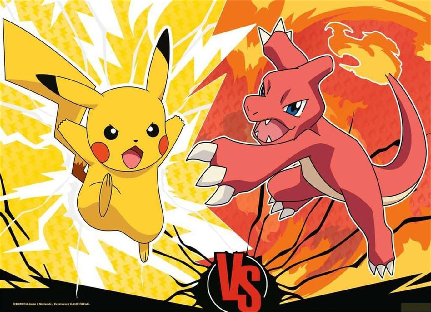 Pikachu e Charmeleon combattono l'uno contro l'altro con sfondi dinamici.