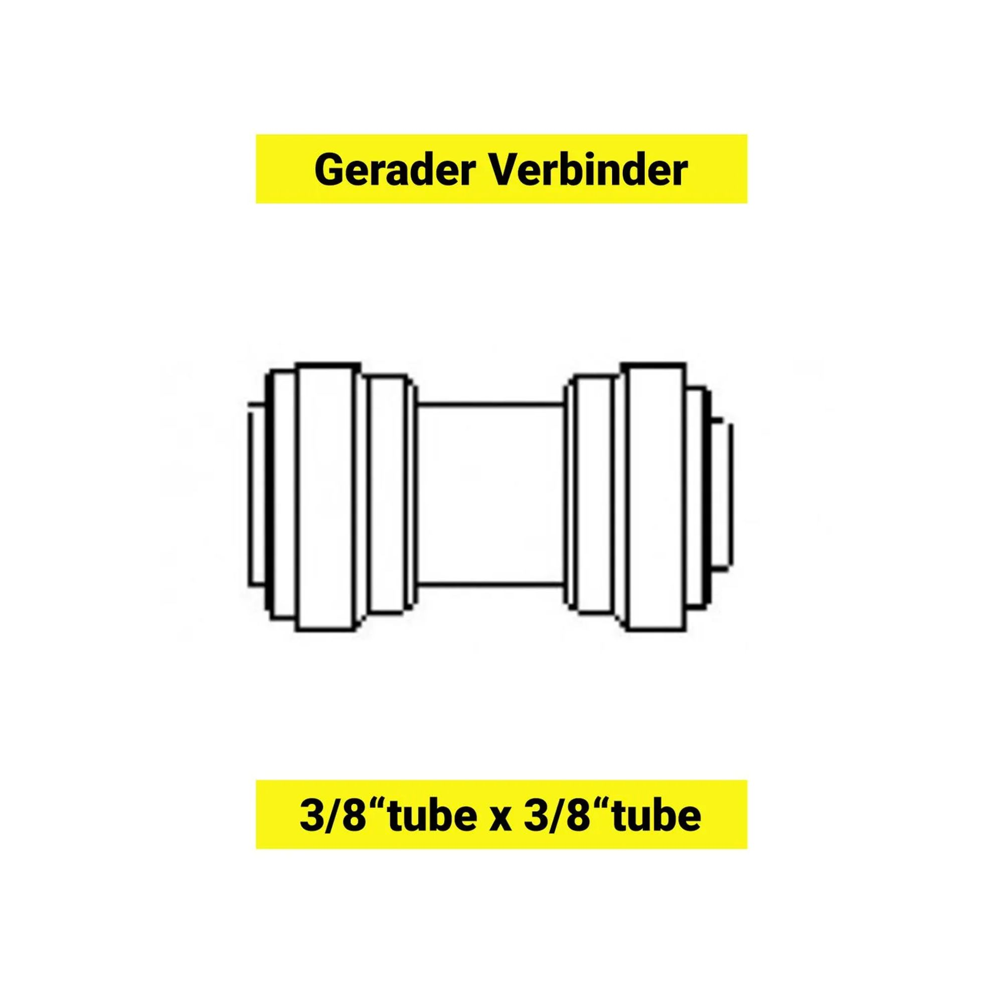 Rechte connector voor 3/8" buis.