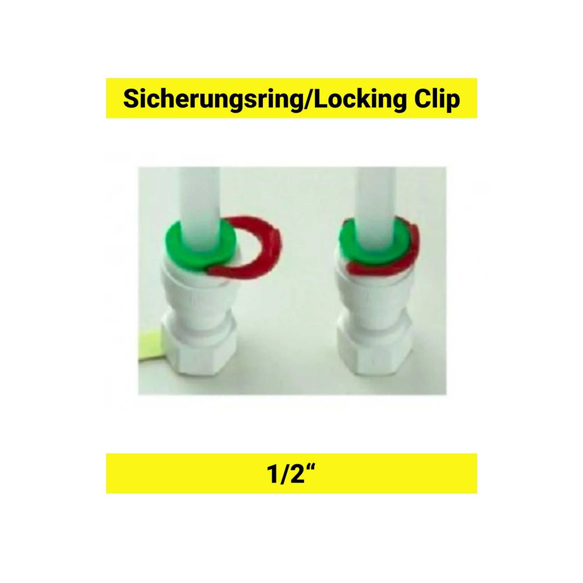 Vergrendelclip, 1/2 inch, witte connectoren, groene en rode clips.