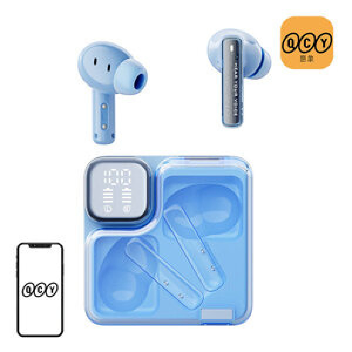 QCY T31 Melobuds Neo ENC 4 Mikrofon Dijital Güç Göstergesi Bluetooth 5.3 Kablosuz Kulak İçi Kulaklık Mavi
