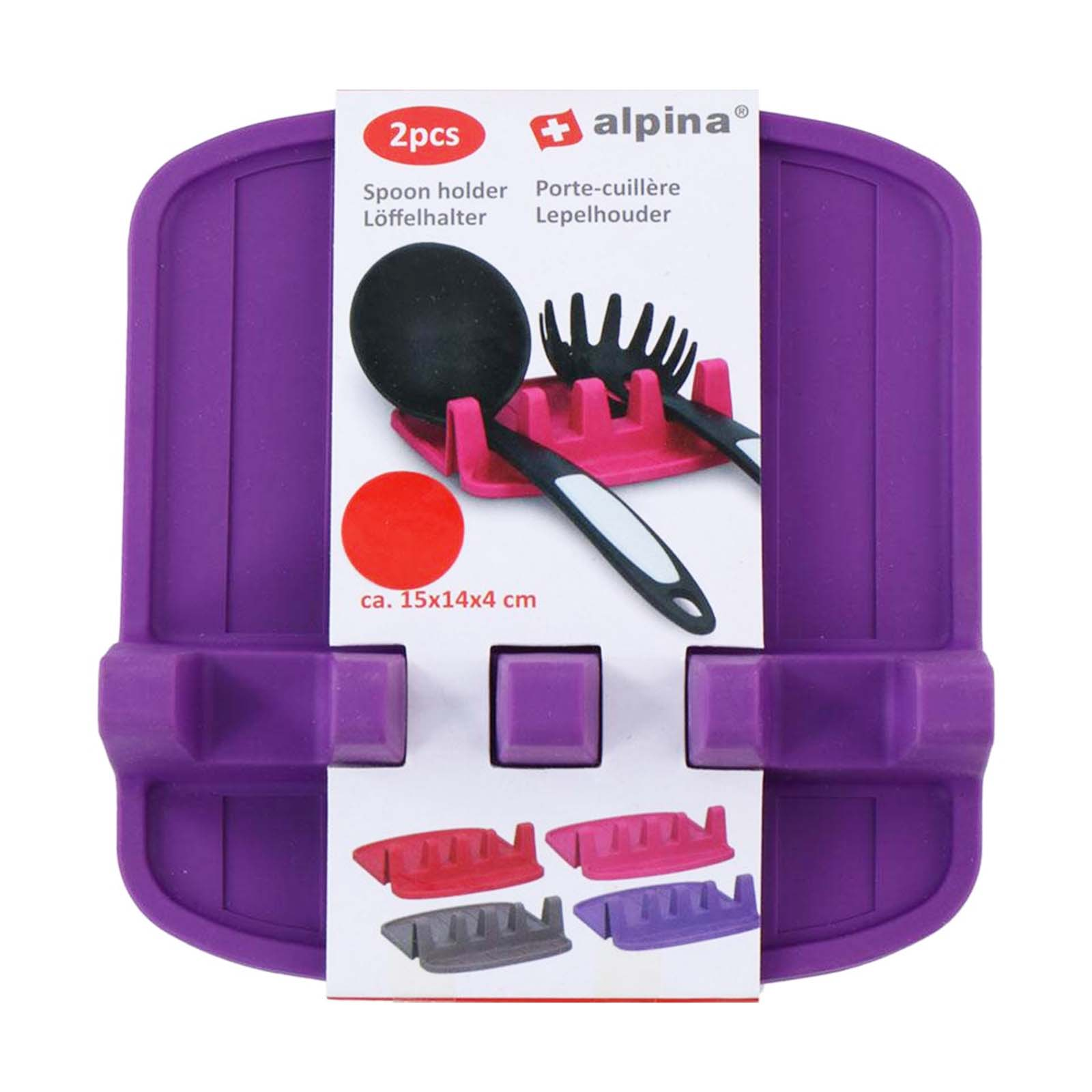 Portacucchiaio con cucchiaio e forchetta, viola.