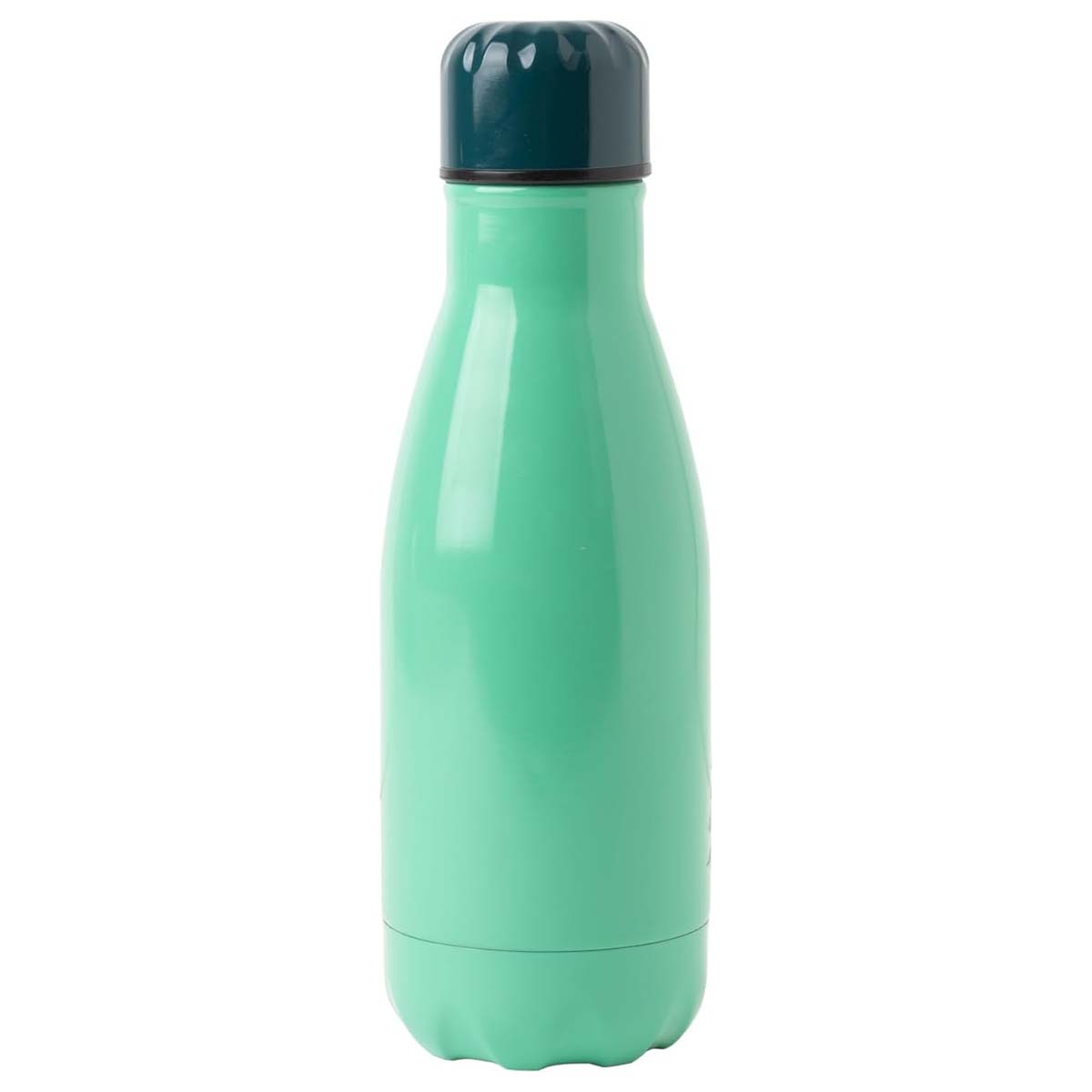 Una borraccia verde menta con tappo verde scuro su sfondo bianco.