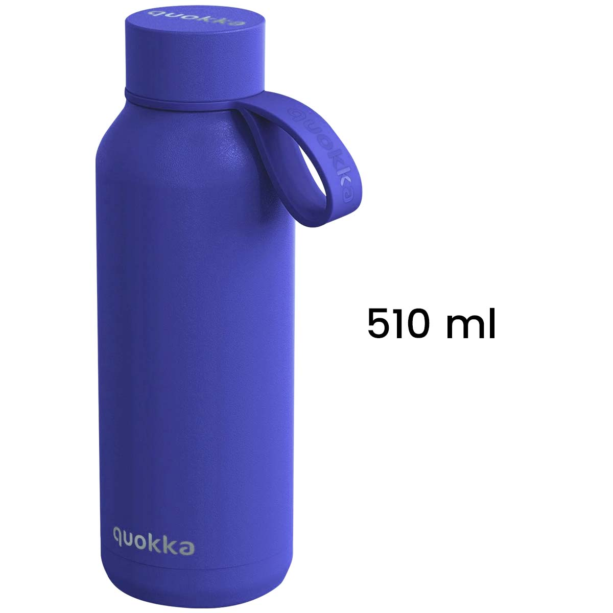 Una borraccia blu indaco con manico e 