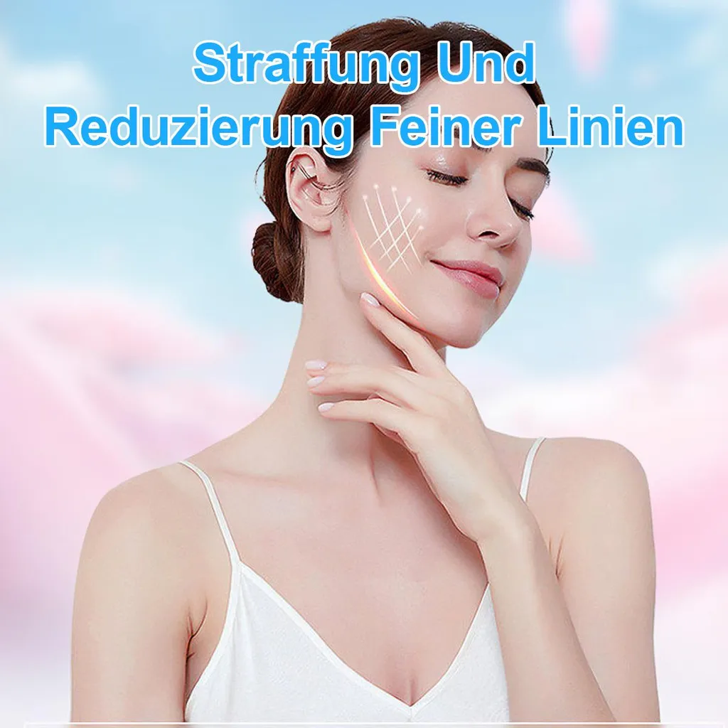 Frau mit straffender Gesichtsbehandlung, feine Linien werden reduziert.