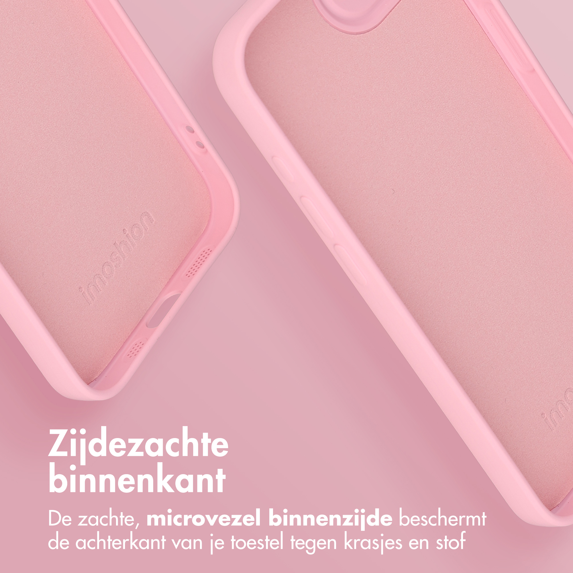 Twee roze telefoonhoesjes met zachte microvezel voering.