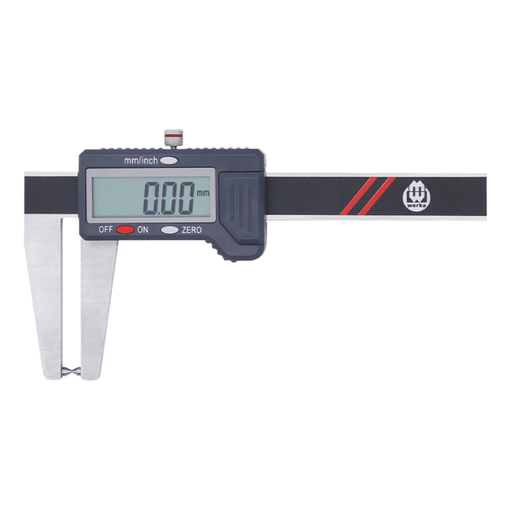 0,00 mm gösteren LCD ekranlı dijital kumpas.