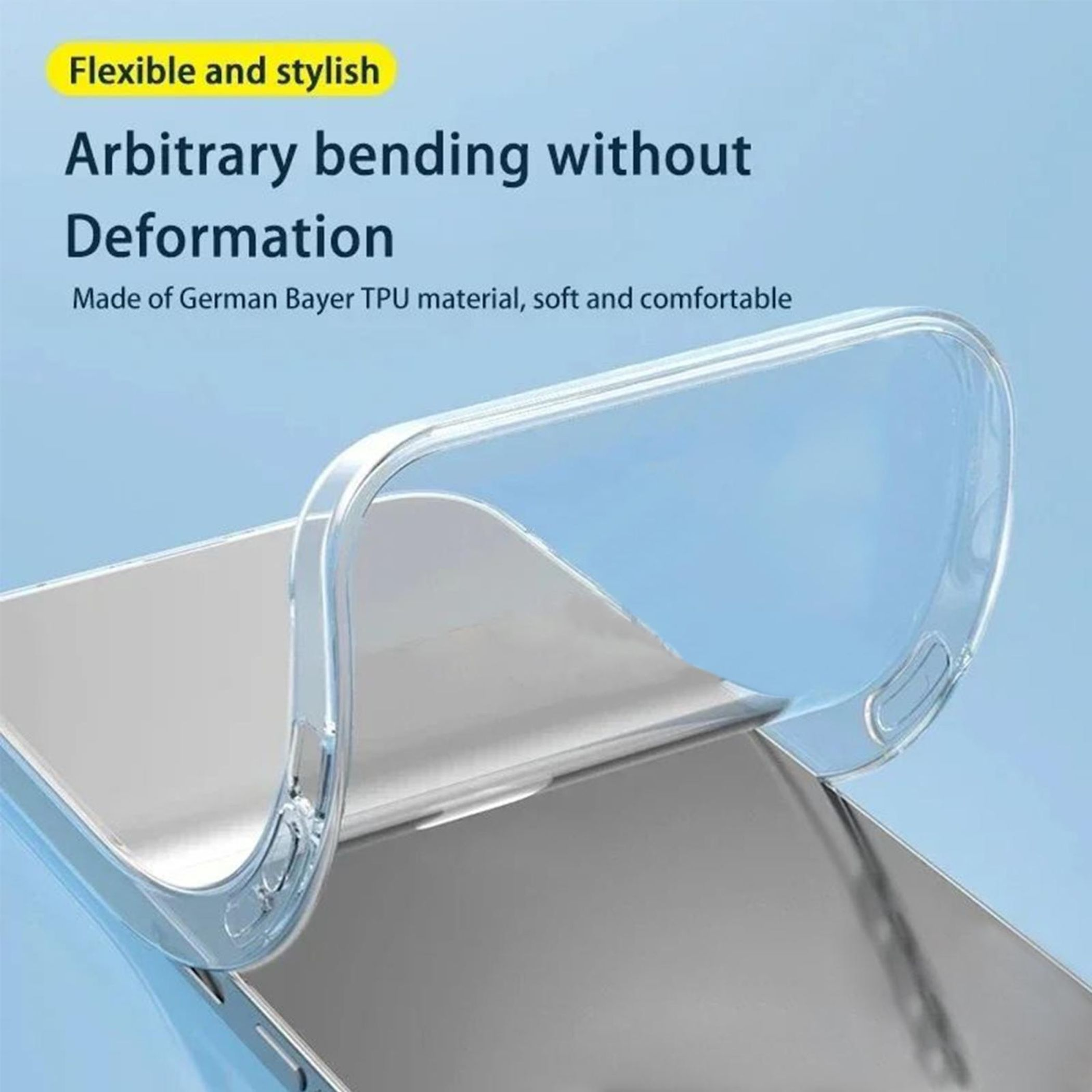 Transparente Handyhülle aus TPU biegt sich ohne Verformung.