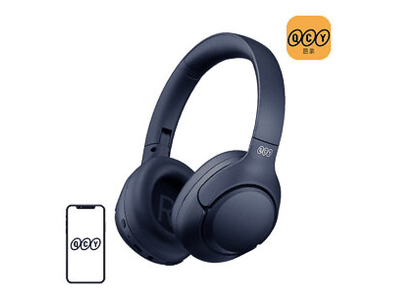 QCY H3 Hybrid ANC Hi-Res Kafaüstü Çift Cihaz Desteği Kablosuz, Bluetooth Kulaklık Mavi