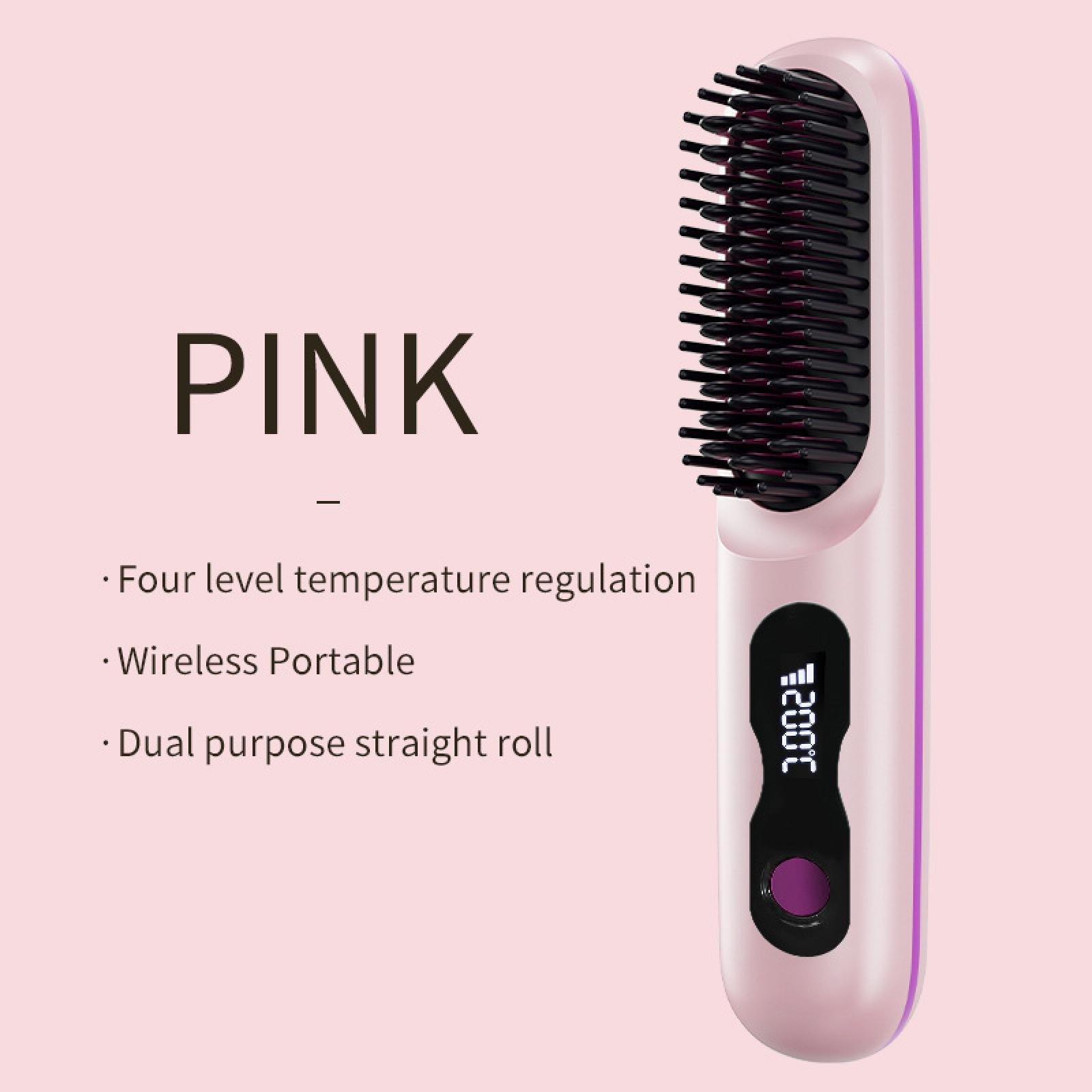 Ein pinker Glätteisenkamm mit Display, das 200℃ anzeigt.
