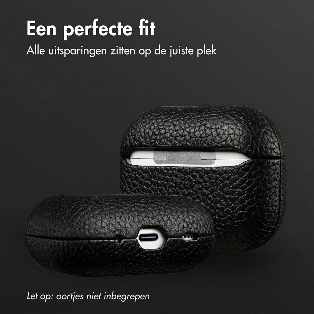 Black leather headphone cases, one open, one closed.