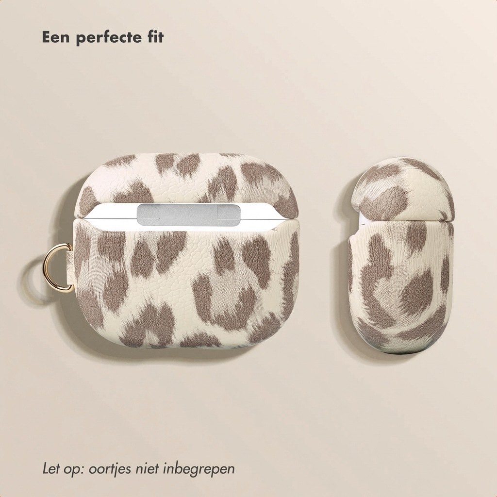 Two leopard print headphone cases, one open, one closed.