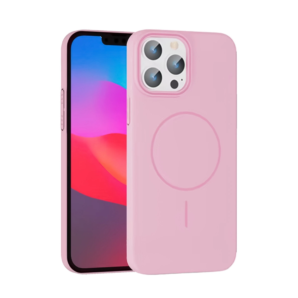 Üç kamera lensli pembe bir iPhone.