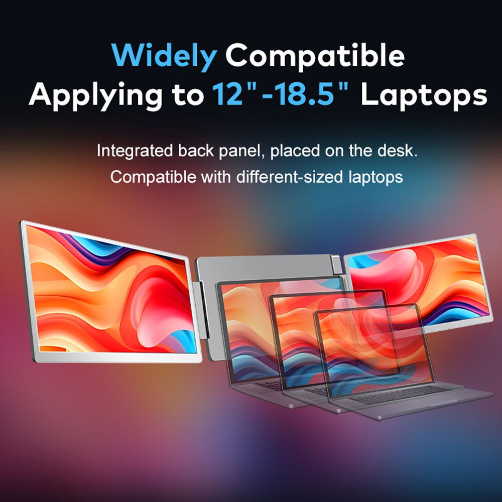 Un supporto triplo per laptop, compatibile con laptop da 12-18,5 pollici.