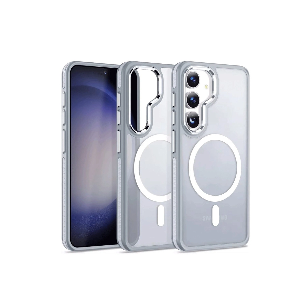 Telefon üzerinde manyetik halkalı şeffaf telefon kılıfları.